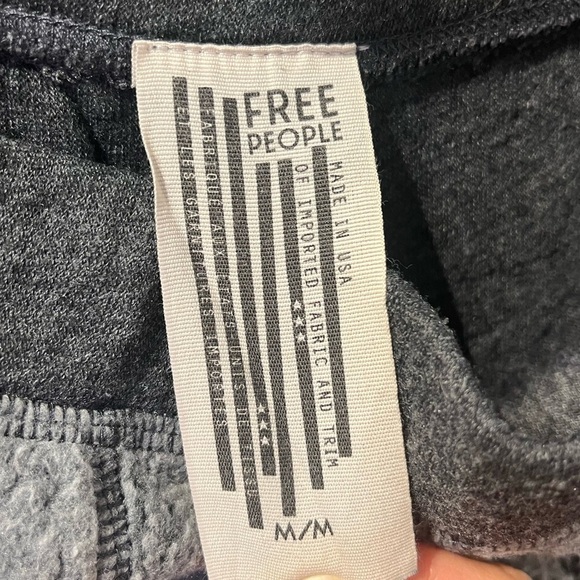 Free People Gray Fleece Wide-Leg Cropped Pants Size Medium - Picture 5 of 5